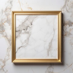 Wall Mural - Golden frame on a marble background