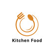 Kitchen food vector logo design idea with spoon, fork and plate symbol circle shape