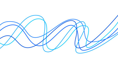 Wall Mural - Abstract Blue Wave Line Flow Curve Wavy Element Vector Sound Audio Volume Swirl Graphic Decoration Presentation Templates Motion Movement Energy Dynamic Business Technology Editable Stroke