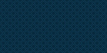 Vector Abstract Geometric Floral Seamless Pattern. Subtle Dark Blue Background. Simple Minimal Oriental Ornament. Elegant Texture With Small Diamond Shapes, Stars, Rhombuses, Grid. Repeat Geo Design