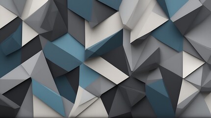 Wall Mural - Black dark gray blue white abstract background. Geometric pattern shape. Line triangle polygon angle fold. Color gradient. Shadow. Matte. 3d effect. Rough grain grungy. Design. Template. Presentation.