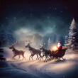 Santa klaus and his reindeers
