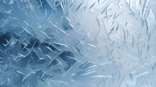 Frozen glass texture with thin ice raid and hoarfrost