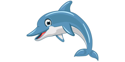 Poster - The drawn character is a beautiful dolphin. Cartoon and cheerful dolphin, beautiful isolated character vector resource.