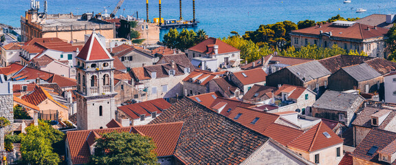 Canvas Print - Panorama of the city of Omis - Dalmatia - Croatia