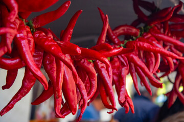 Wall Mural - Arrangements of dried chili peppers