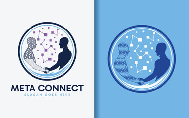 Poster - Meta Connect Logo Design. Someone doing a Virtual Handshake Deal. Modern Tech Vector Illustration.