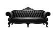  black leather couch with intricate designs, adding elegance to any space, isolated in the image