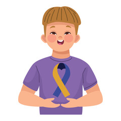 Poster - down syndrome boy with ribbon