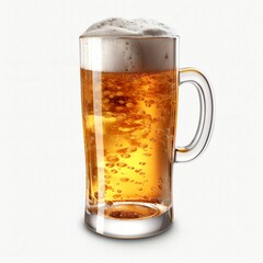 A glass of cold fresh beer with cap of foam. Splash of foam with tasty american beer. Beer day