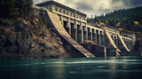 Fototapeta  - Aerial view of a hydroelectric dam in the US