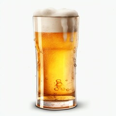 A glass of cold fresh beer with cap of foam. Splash of foam with tasty american beer. Beer day