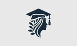 Fototapeta  - women wearing graduate hat vector logo design