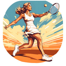 A Clipart Of A Female Tennis Player Serving An Ace Generative AI