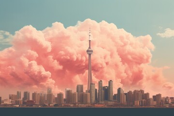 Poster - Landscape view of city with cloudscape 