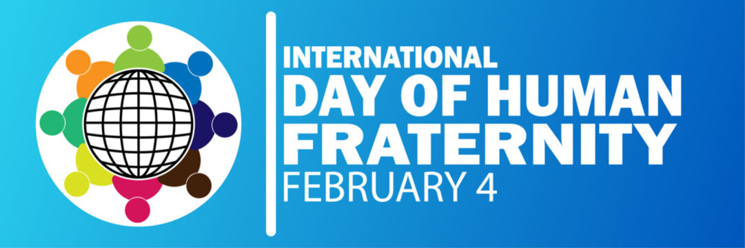 International Day Of Human Fraternity Vector illustration. February 4. Holiday concept. Template for background, banner, card, poster with text inscription.