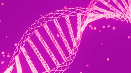 Poster - Dna helix consists of spirals. Design. Beautiful dna helix structure with moving dots. Dna spiral rotates on colored background