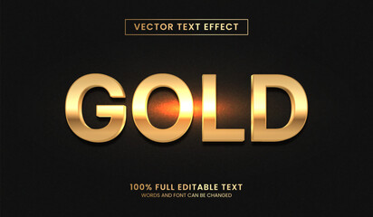 Wall Mural - design editable text effect, text luxury 3d gold with light