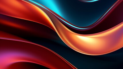 Poster - futuristic metallic waves: abstract liquid background for innovative tech design (3d render)
