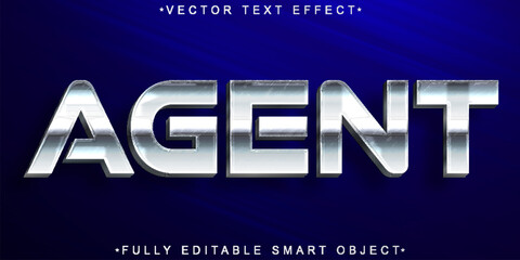 Poster - Silver Agent Vector Fully Editable Smart Object Text Effect