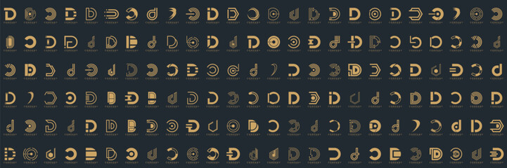 Set of abstract initial letter D logo design template. icons for business of luxury, god, elegant, simple