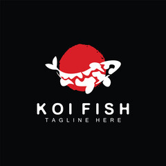 Sticker - Koi Fish Logo Design Chinese Lucky Ornamental Fish Goldfish Company Brand