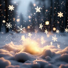 Wall Mural - Cinematic lighting snowflakes falling wallpaper  hd