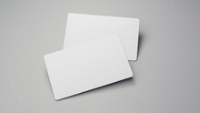 3D Rendered Business Card Mock Up With Front And Back. Empty Mockup For Presentation On Isolated Light Grey Background