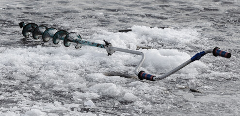 Sticker - Drill for ice fishing in winter