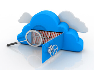 Poster - 3d rendering book with cloud storage lock
