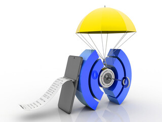 Poster - 3d illustration Transmitter mobile WiFi connected umbrella
