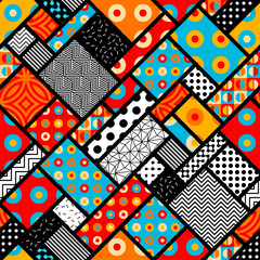 Poster - Geometric abstract retro style. Circles pattern. Seamless vector pattern.