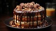 Delicious sweet chocolate sponge cake dessert