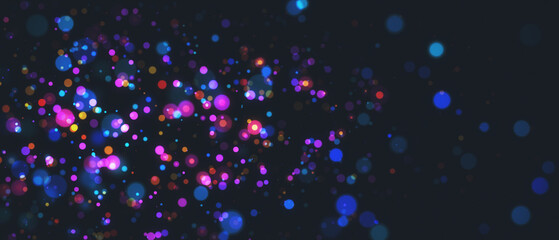 Poster - Abstract blurry bokeh Christmas on wide wallpaper. Landing page concept. 3D Rendering.