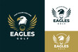 Illustration of Eagles Club Golf design with wings in yellow with Golf Balls on dark and light background