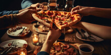 "Pizza Paradise At Home—friends, Flavors, And The Delightful Aroma Of Shared Moments, Crafting A Memory That Tastes Like Pure Happiness."
