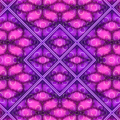 Aufkleber - Gold pattern of circles on purple-pink inflatable flanked by squares and diamonds. 3d rendering digital illustration