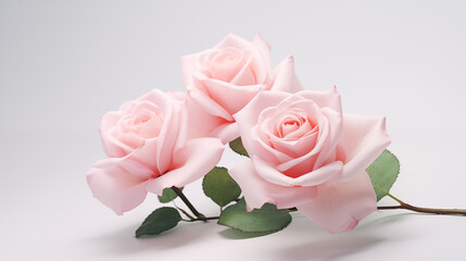 Poster - pink rose on white background