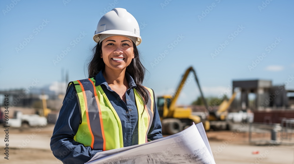 Female hispanic lady woman engineer smiling at construction site Stock ...