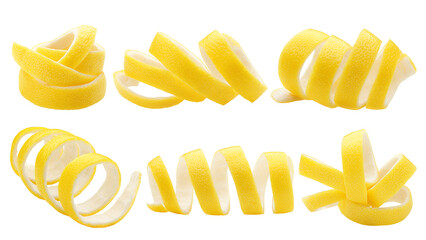 Wall Mural - lemon peel, isolated on white background, clipping path, full depth of field