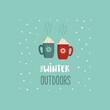 Winter season outdoors leisure fun minimal flat color vector icon. Cocoa mugs cute cartoon design element. Hot chocolate cup to warm up in cold wintertime sign. Hot drink bar illustration background