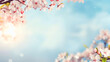 桜と空のフレーム、余白・コピースペースのある背景