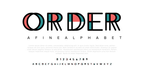 Poster - Order Modern abstract digital alphabet font. Minimal technology typography, Creative urban sport fashion futuristic font and with numbers. vector illustration