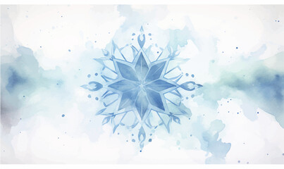 Wall Mural - watercolor abstract blue snowflake