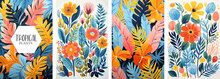 Banner Of Tropical Flowers, Plants, Leaves And Flamingos. Vector Illustration, Hawaiian Background, Wallpaper, Poster