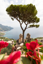 Italy, Campania, Ravello, Amalfi Coast Seen From Mountaintop
