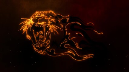 Poster -  video of tiger head with flames