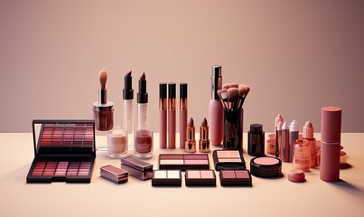 A Table Full of Beautiful Cosmetics and Makeup Products