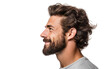 Youthful Male Handsome Profile View Isolated on a Transparent Background PNG.