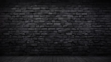 Abstract Black Brick Wall Texture For Pattern Background. Brickwork Background For Design